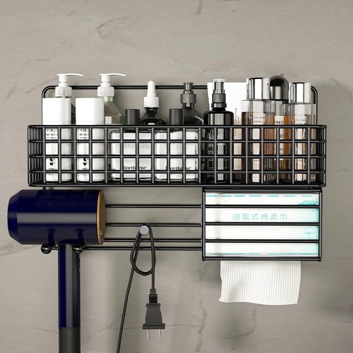 卫生间吹风机置物架洗手间墙上免打孔收纳架浴室洗漱台壁挂式架子