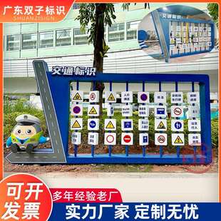 街道交通安全示范长廊科普宣传VI系统标识牌户外知识可翻转宣传栏