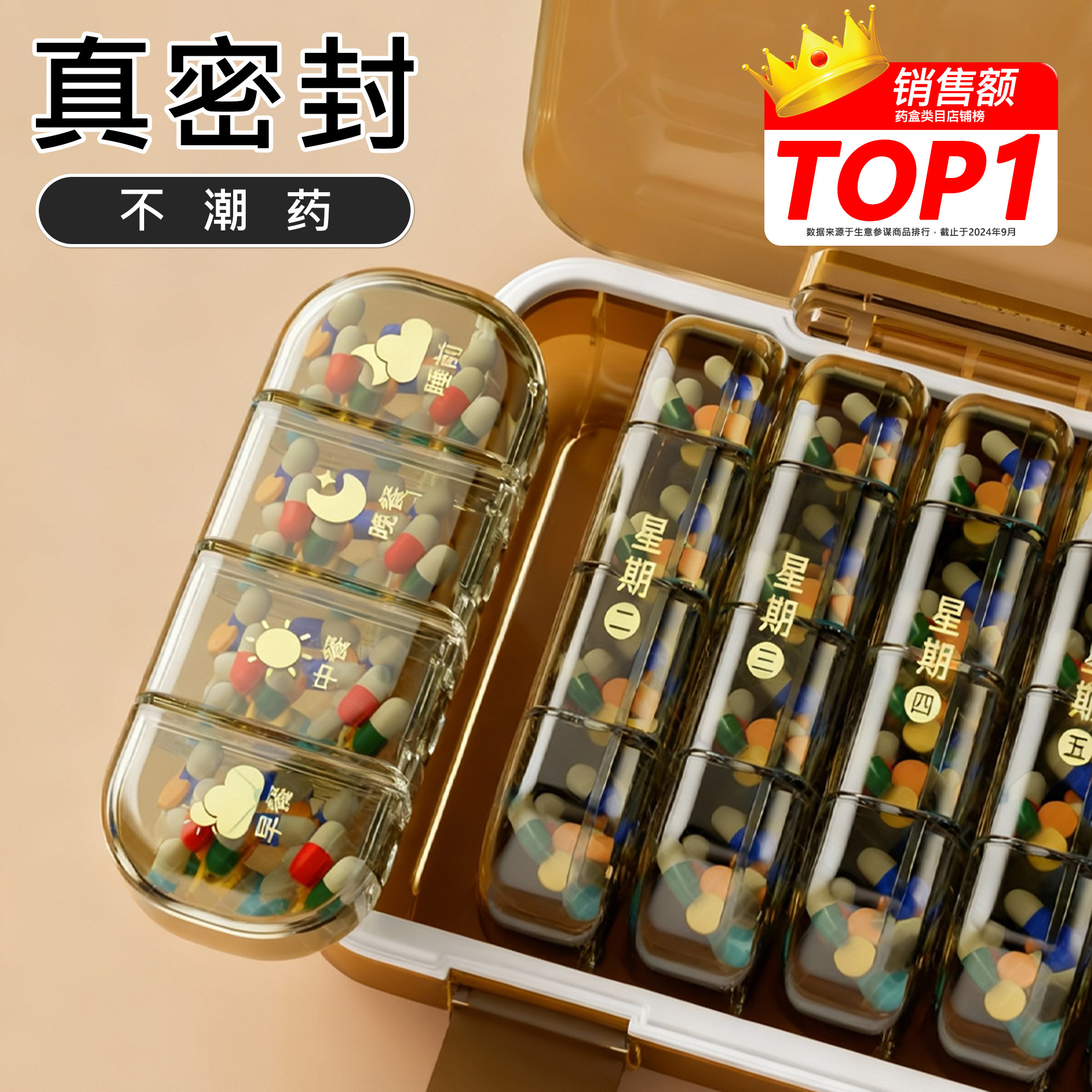 日本药盒一周七天便携式药品分装盒装药物随身分药器吃药物片丸瓶,收纳整理,药盒,淘宝优惠券,粉丝福利购,淘宝优惠卷