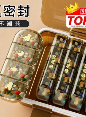 日本药盒一周七天便携式药品分装盒装药物随身分药器吃药物片丸瓶