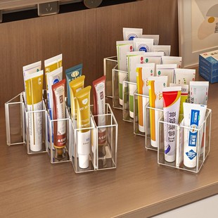 日本药膏收纳盒放管状药物的分格整理神器透明桌面架子小装软膏药