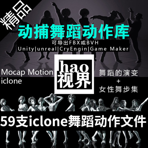 3D舞蹈动作捕捉源文件 美女跳舞动画合集iclone 59支完整超长动画