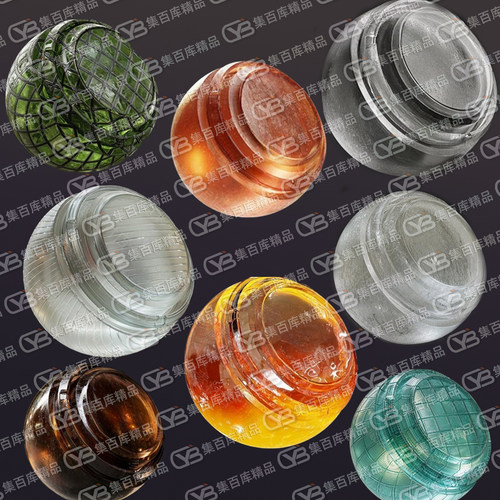 30种SP玻璃宝石水晶金属半透明胶塑料pt材质球智能材质球