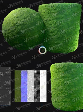 Substance Painter草地蕨类苔藓青苔植物sp智能材质球pbr贴图