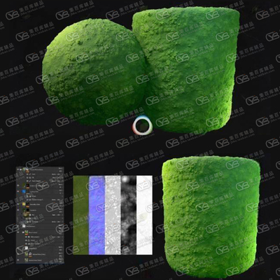 Substance Painter草地蕨类苔藓青苔植物sp智能材质球pbr贴图