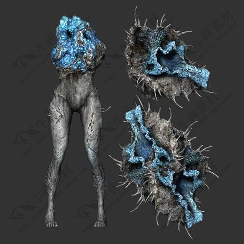 黑神话3d模型山珍含骨骼蒙皮动画max神话模型石头人妖怪模型