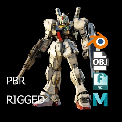 无贴图----Blender高达MK-II 3D模型Fbx/obj/glb/mb