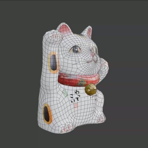 招财猫三维模型3d素材blender/c4d/fbx/obj瓷器日式写实maya/max