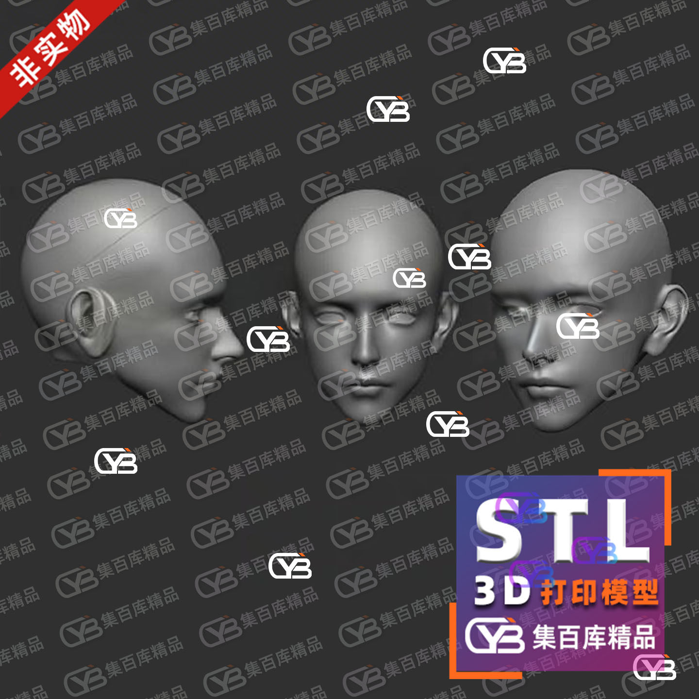 BJD娃娃男性头部人物卡通头部分体模型3D打印模型STL文件素材