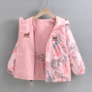 女童外套春秋款2026新款洋气童装春装儿童双面穿冲锋衣女大童上衣