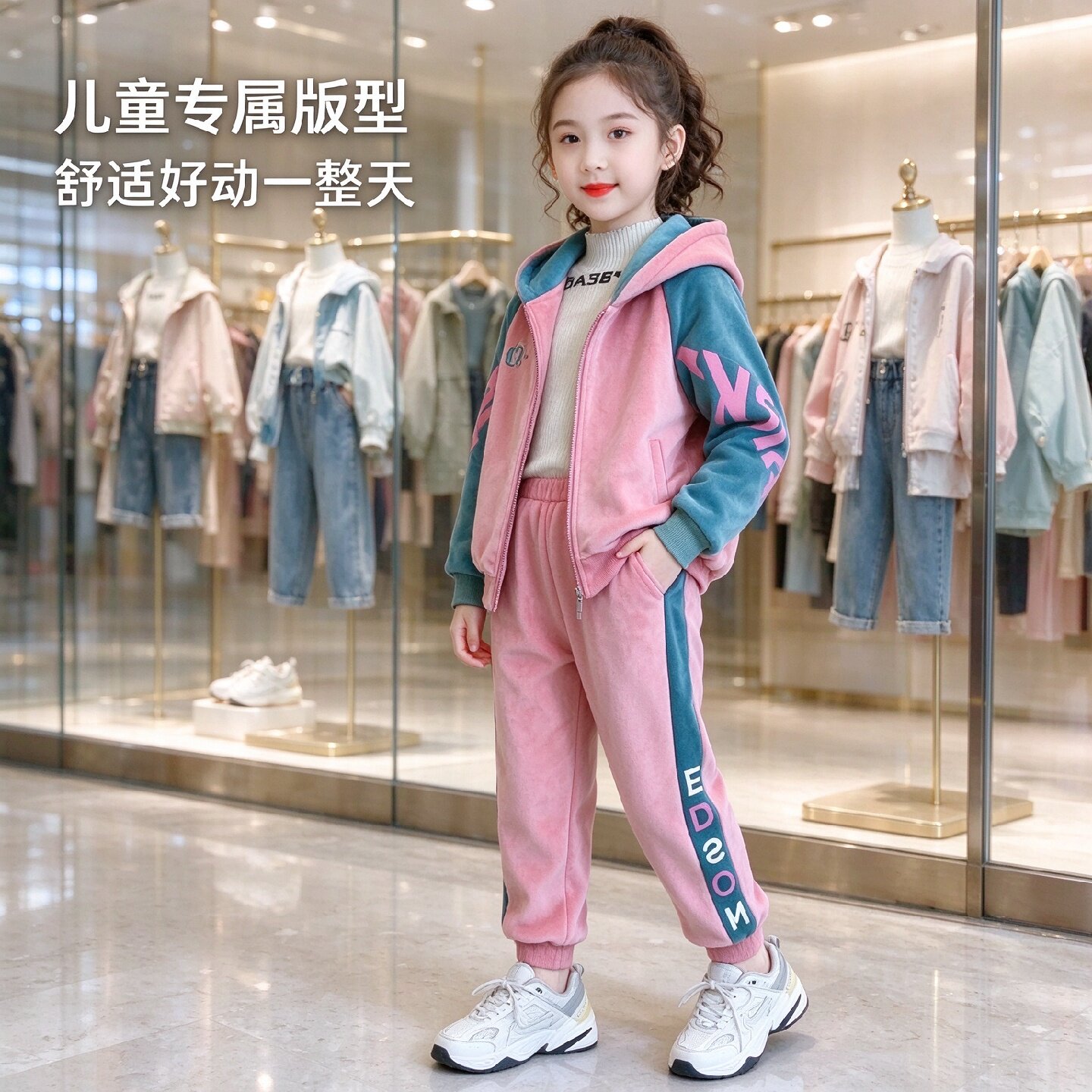 女童金丝绒加绒加厚双面绒卫衣