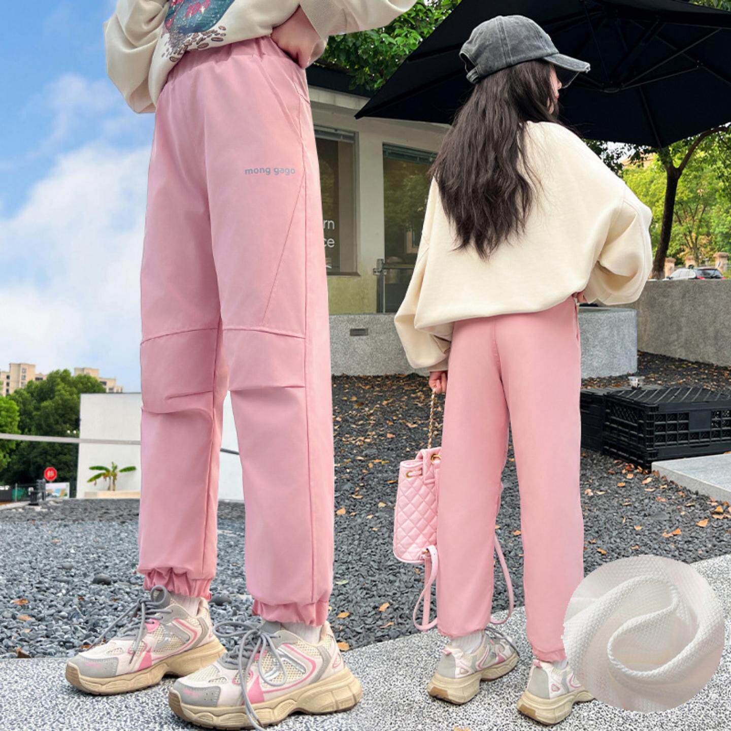 儿童女童冲锋裤子防风裤春季防水户外中大童宝宝学生束腿运动裤潮