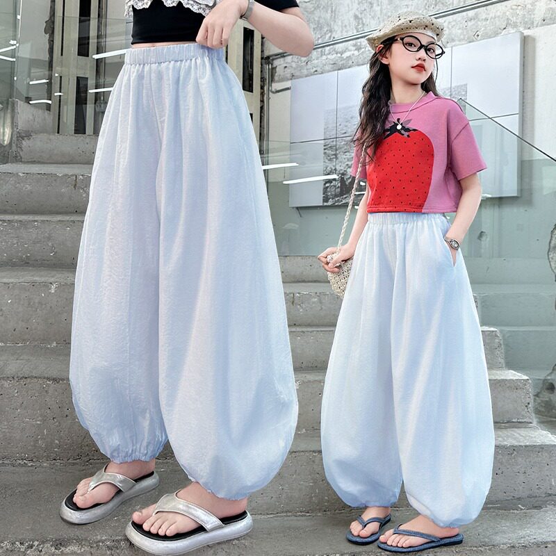 女童裤子2026新款夏装洋气儿童灯笼裤夏季中大童薄款休闲花苞长裤