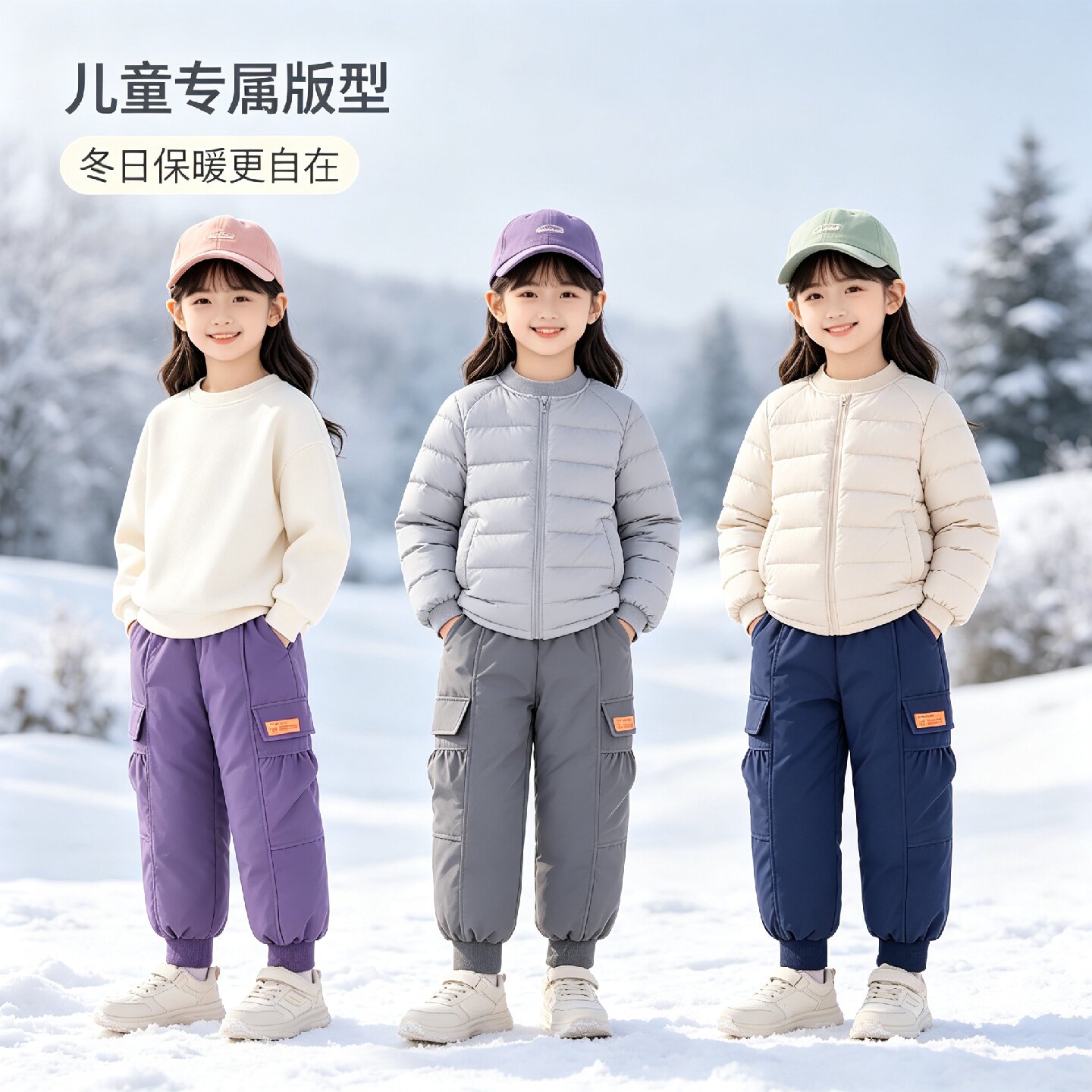 双层内胆不怕跑绒加厚儿童羽绒裤