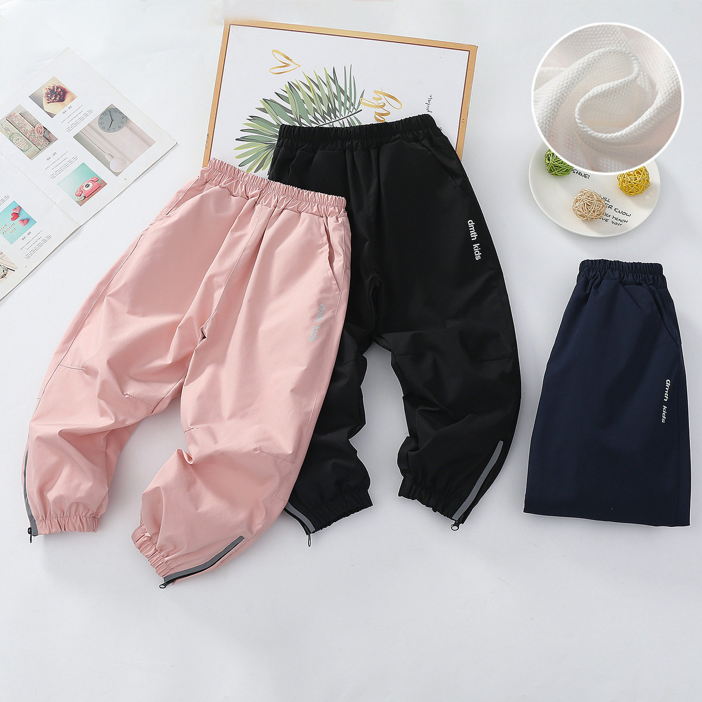 百搭童装春秋款男女儿童防风冲锋裤 宝宝中大童软壳裤户外长裤子