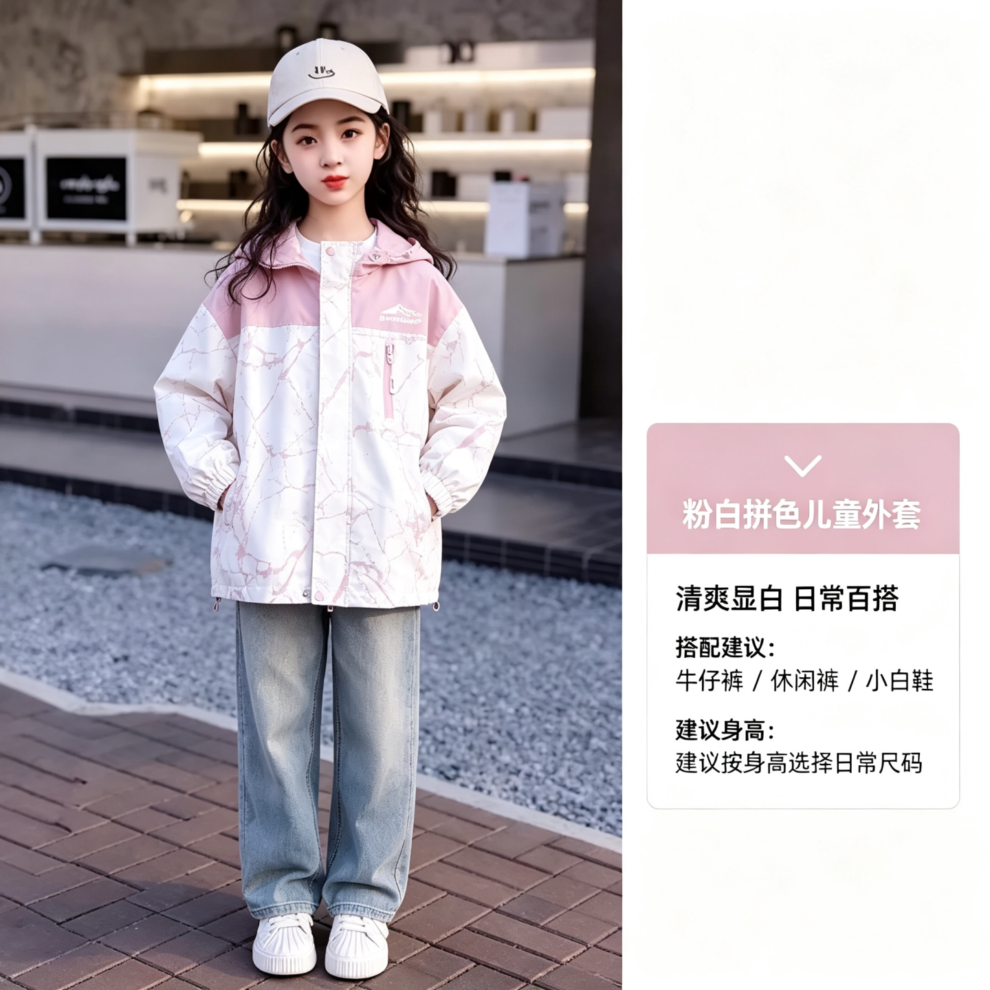 女童2026春秋韩版洋气拼色冲锋衣