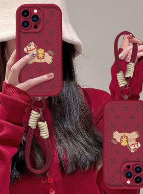 新年小马适用苹果17Promax手机壳iPhone16Pro小羊皮15Plus马年本命年14红色13喜庆12新款防摔软壳air限定爆款