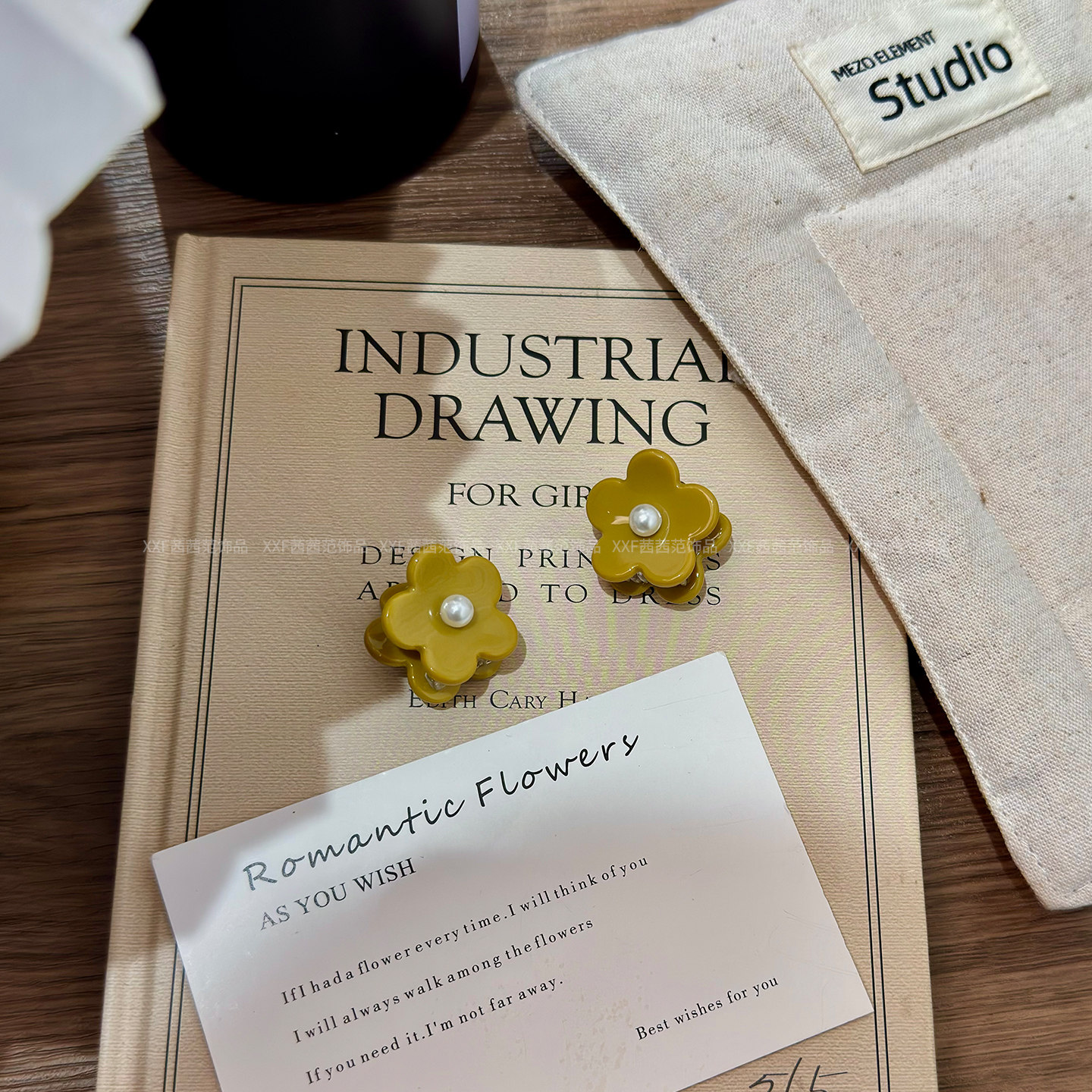 轻奢韩版小清新小众珍珠醋酸花朵发夹女精致立体小发饰头饰对夹