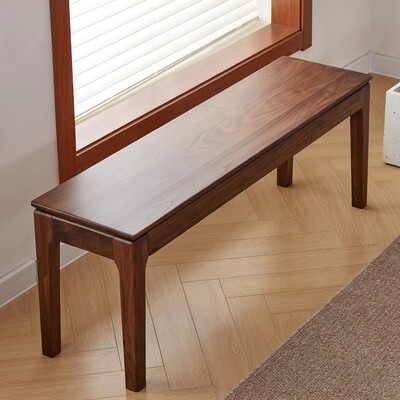 北美黑胡桃长凳北欧全实木餐凳小户型床尾凳日式长方形条凳换鞋凳