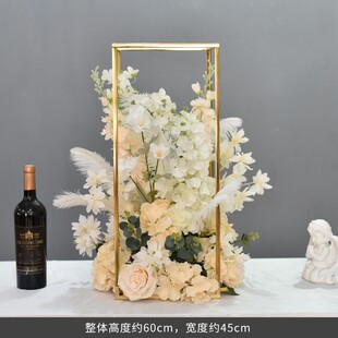 高档电镀几何桌花仿真花艺摆件酒店ktv商场摆台桌面茶几装饰布置