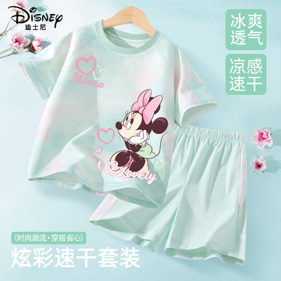 迪士尼女童夏装套装2026新款速干