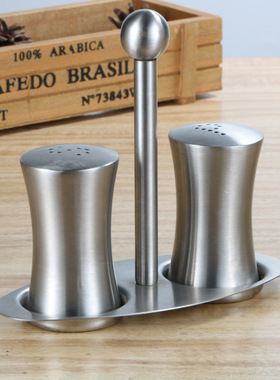 304不锈钢PS调粉桶套装调味瓶创意腰形2件套调料盒