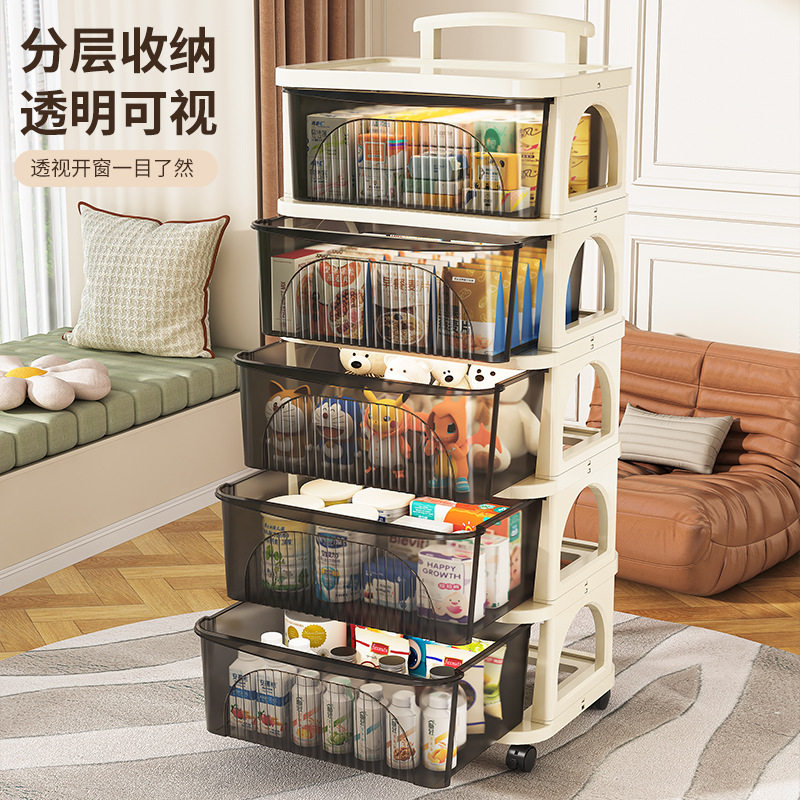 可移动小推车置物架多层婴儿用品零食玩具收纳架厨房客厅卧室通用