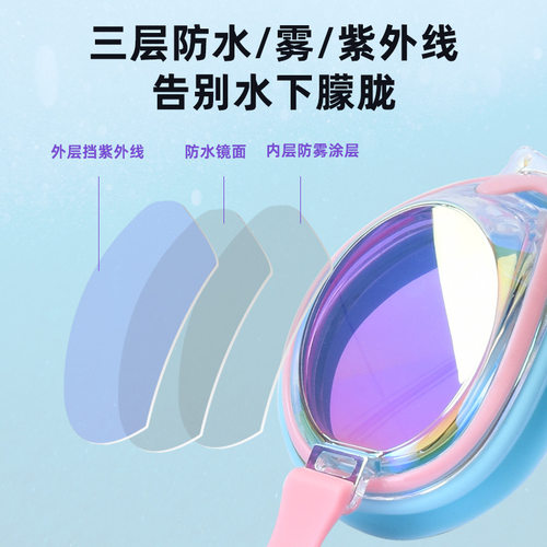 严选儿童泳镜高清防水防雾游泳训练眼镜专业护目镜男童女童硅胶游