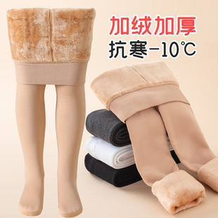 儿童肤色连裤袜秋冬加绒保暖厚连脚踩脚秋冬舞蹈外穿女童打底裤子