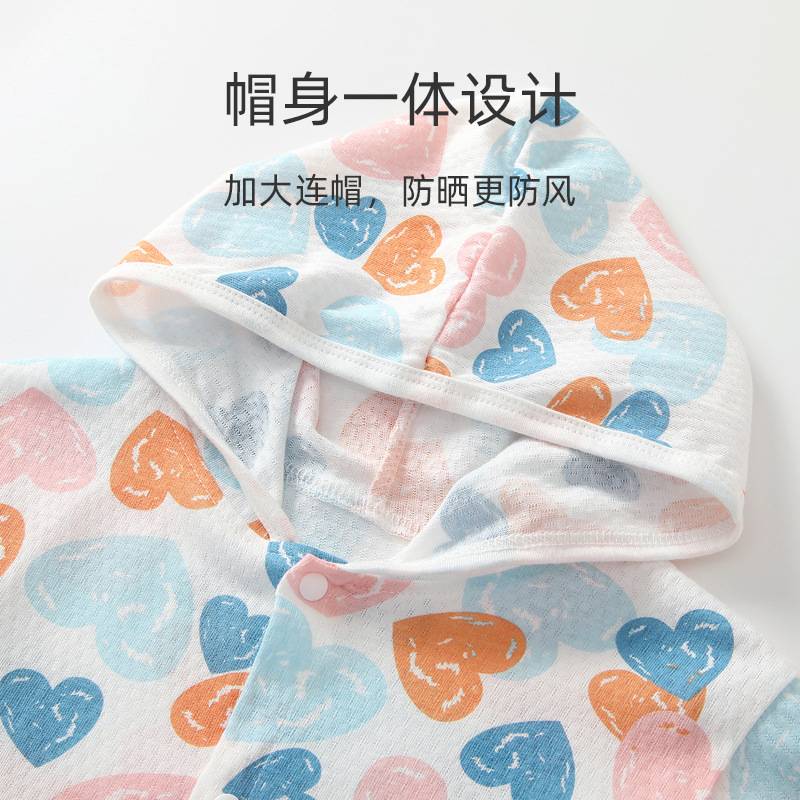 婴儿防晒衣纯棉衣服外套薄款宝宝防晒衫网眼款男女小童空调衫