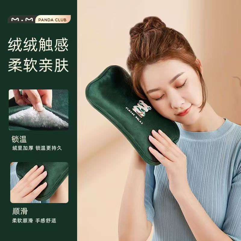 新款数显热水袋暖手热敷暖水袋智能充电暖手宝毛绒可爱暖脚