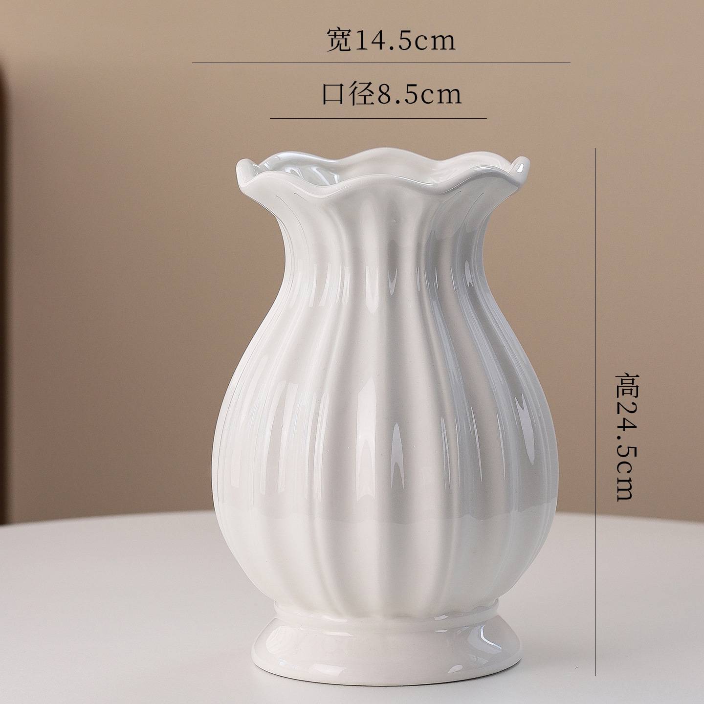 简约白色陶瓷花瓶家居水培鲜花干花插花花瓶餐厅客厅摆件