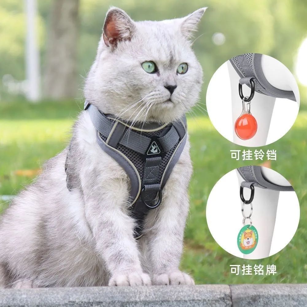 新款猫咪牵引背心式胸背带防挣脱外出猫链中小型犬狗绳子宠物用品