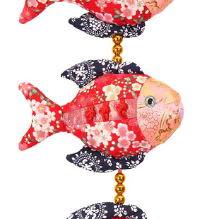 新年鱼挂件喜庆中国结客厅挂饰五连串商场春节装饰流苏鱼挂件
