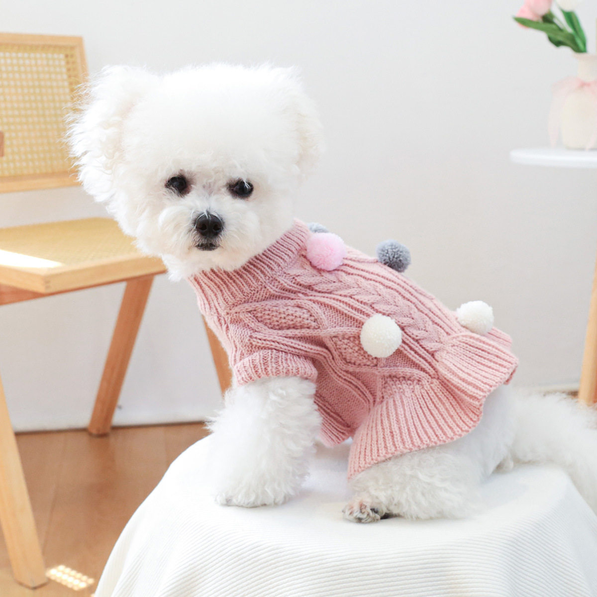 小狗衣服毛衣狗狗淑女毛线裙泰迪比熊猫咪小型犬秋冬装公主毛衣裙