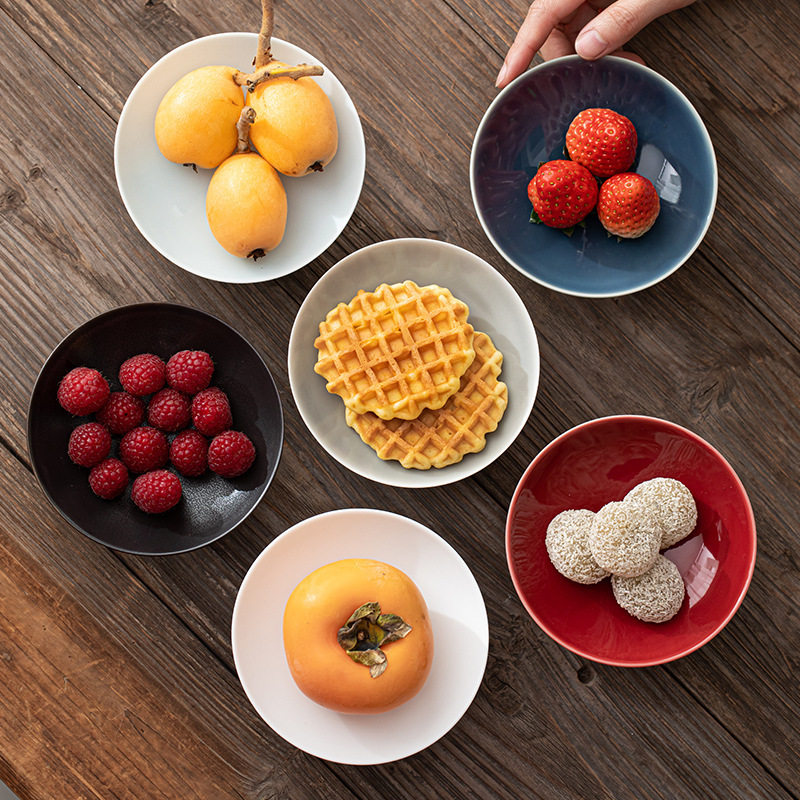 陶瓷果盘 居家糕点盘 新中式干果糖果盘零食高脚碟现代客厅茶点盘