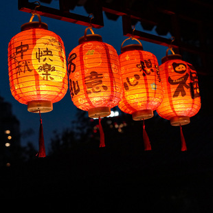 马年新年手提灯笼儿童发光古风油纸折叠灯笼装饰景区户外灯会布置