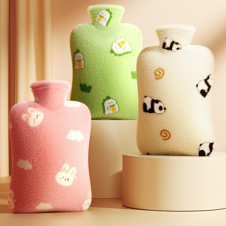 热水袋注水冬季PVC加厚式保暖学生暖手宝毛绒暖水袋