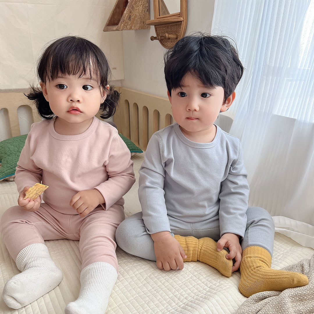 儿童无骨秋衣秋裤男女童保暖纯棉内衣宝宝睡衣套装秋冬款家居服韩
