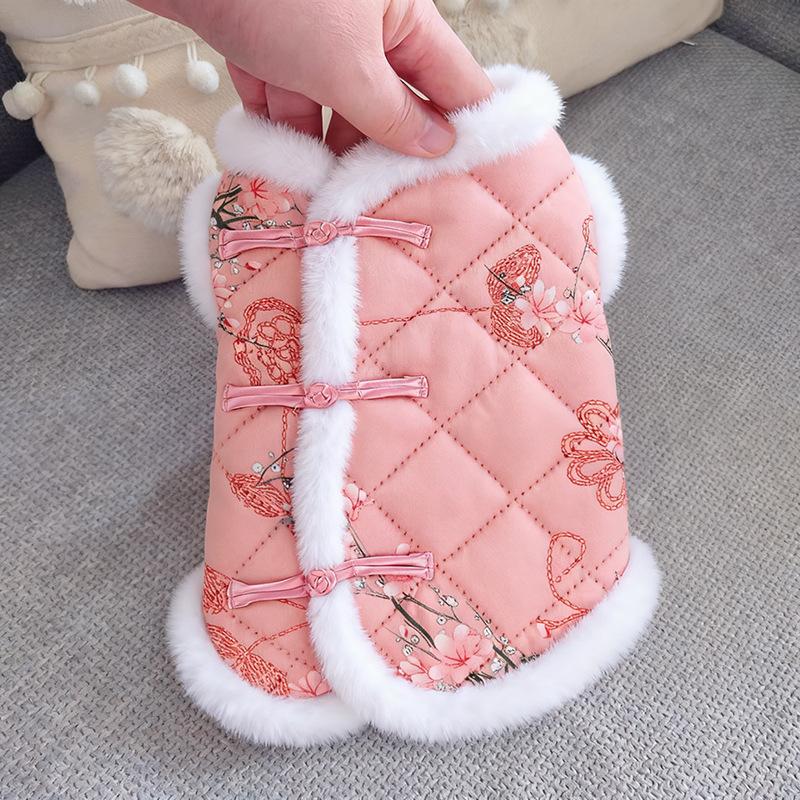 狗狗衣服冬天新年背心中式复古唐装两脚泰迪保暖马甲宠物猫咪冬装