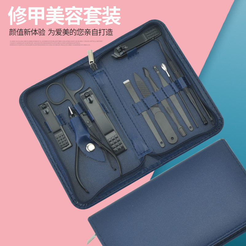 新款糖果色指甲刀指甲剪全套修甲美甲指甲钳套装护理工具包12件套