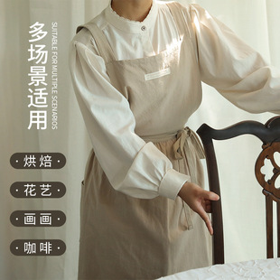 日韩热卖围裙简约文艺全棉透气厨房家用高颜值美甲花店烘焙apron