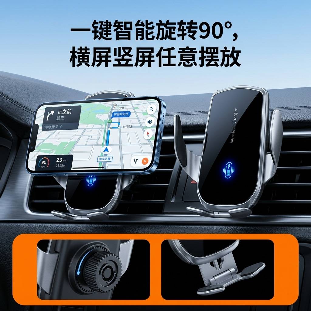 2026车载手机支架智能无线充电汽车专用自动感应金属导航仪支撑架