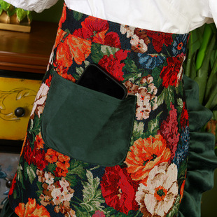 布艺围裙家用半身围腰厨房防护隔脏做饭围裙套装特色美式工作服