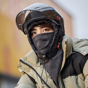 骑行面罩围脖一体帽子头盔内胆帽秋冬季保暖防风骑行保暖帽头套女