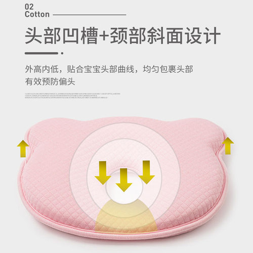 现货婴儿枕头记忆棉枕芯儿童防偏头扁头宝宝定型睡圆头婴儿定型枕