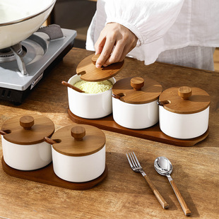 复古陶瓷调料盒盐罐家用调味料盒组合套装厨房调料罐调料瓶调味罐