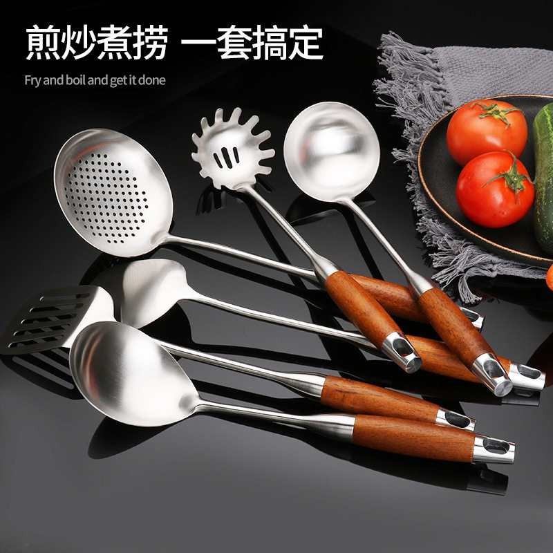 加厚不锈钢实木柄厨具锅