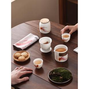 羊脂玉白具瓷防烫便携二定一壶20230320杯快客杯户外旅行茶随身泡