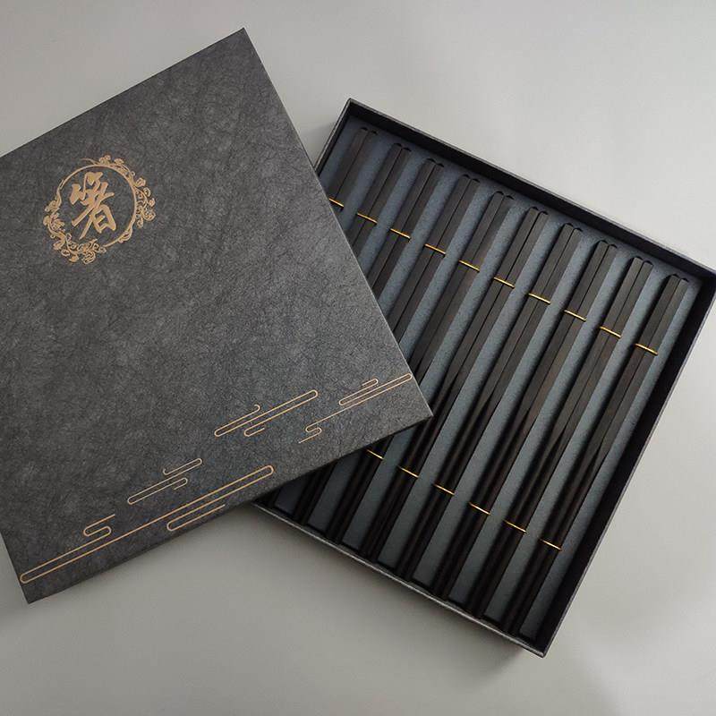 无漆无蜡乌木筷子黑檀家用健康环保红木紫光檀黑紫檀精品中式餐具